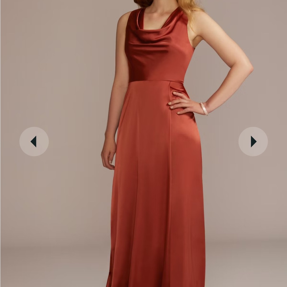 David's Bridal Brown Stretch Charmeuse Cowl Dress
STYLE# F20547 Cinnamon Sz 18